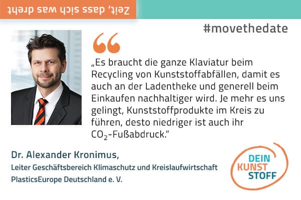 Dr. Kronimus Leiter Geschäftsbereich Klimaschutz Kreislaufwirtschaft spricht über Recycling von Kunststoffabfällen und den CO2-Fussabdruck